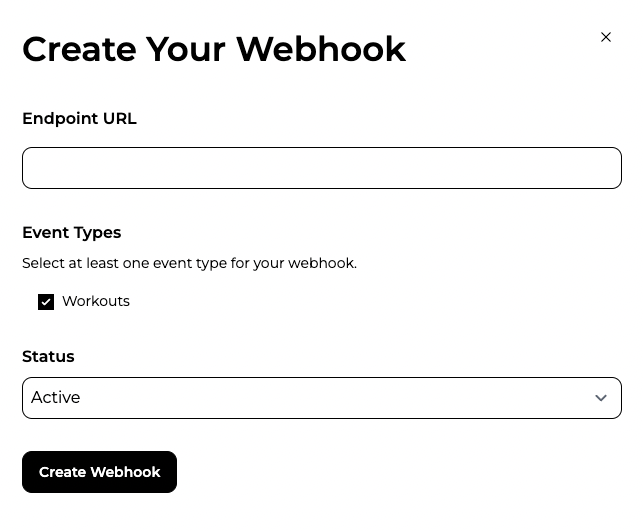 Point's Dashboard creation webhook page.